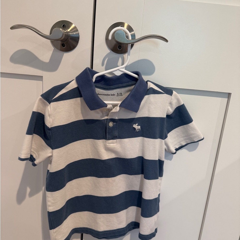 abercrombie kids Blue and White Striped Polo